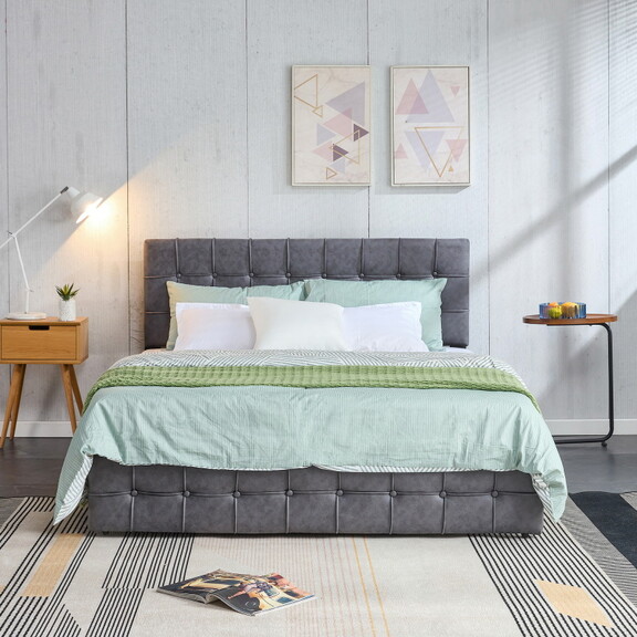 Full Size Bed Frame  Upholstered Platform Bed with...