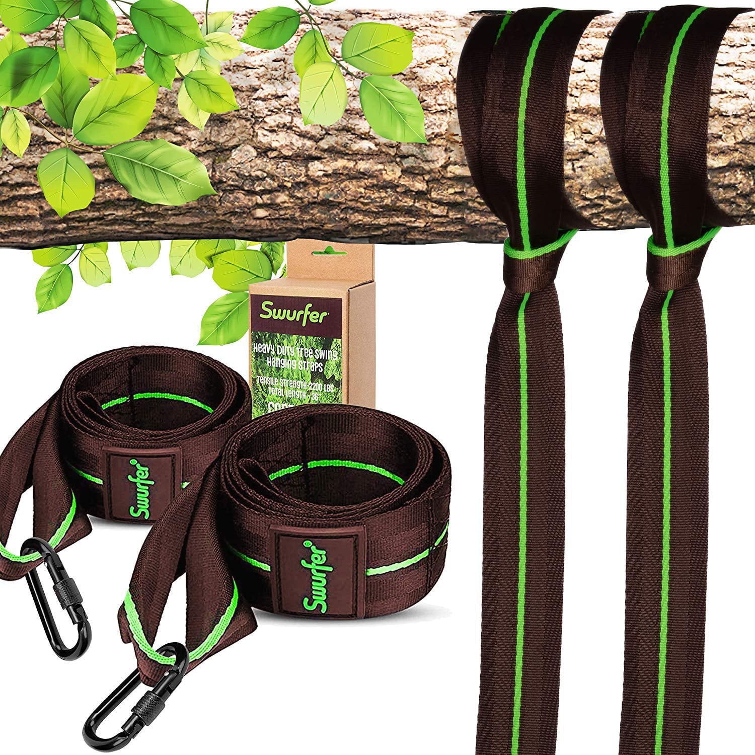 Swurfer Tree Swing Strap Hanging Kit， For Any Swing or Hammock， 60