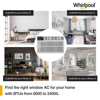 Whirlpool Energy Star 10000 BTU 115-Volt Window-Mounted Air Conditioner w Remote Control AC for Rooms up to 450 sq. ft. Timer WHAW101CW