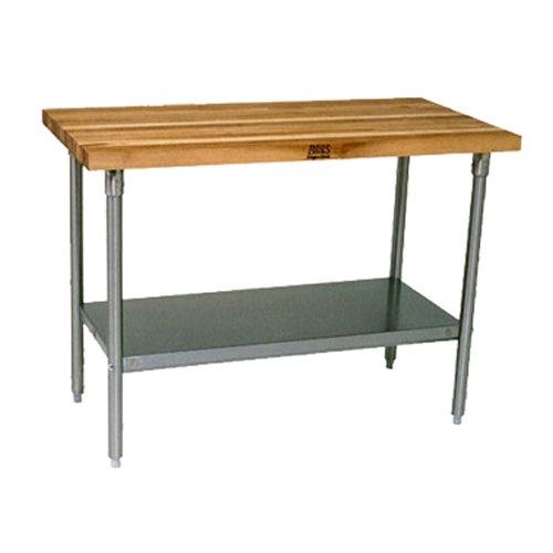 John Boos SNS02 Work Table， Wood Top， 48