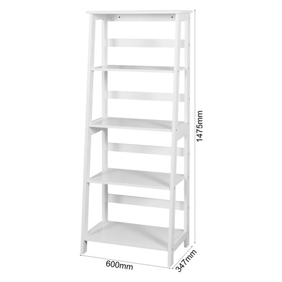 Basics Modern 5 Tier Ladder Wooden shelf Organizer...