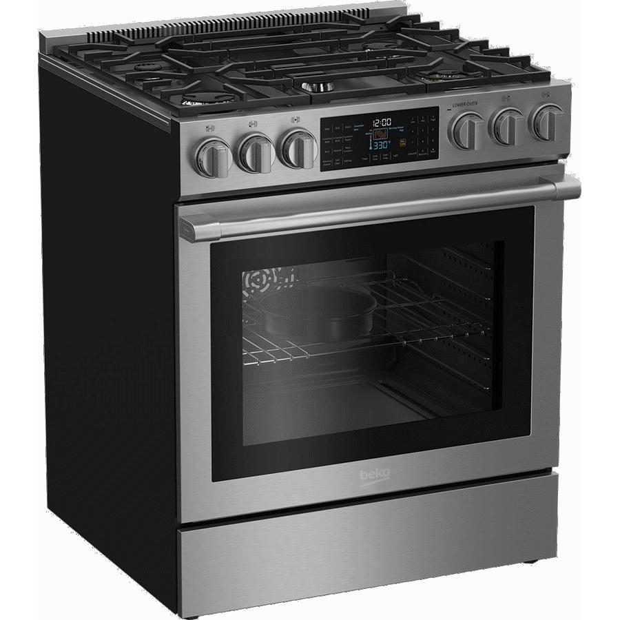 beko 30-inch Slide-in Dual-Fuel Range with True European Convection Technology SLDF30542SS