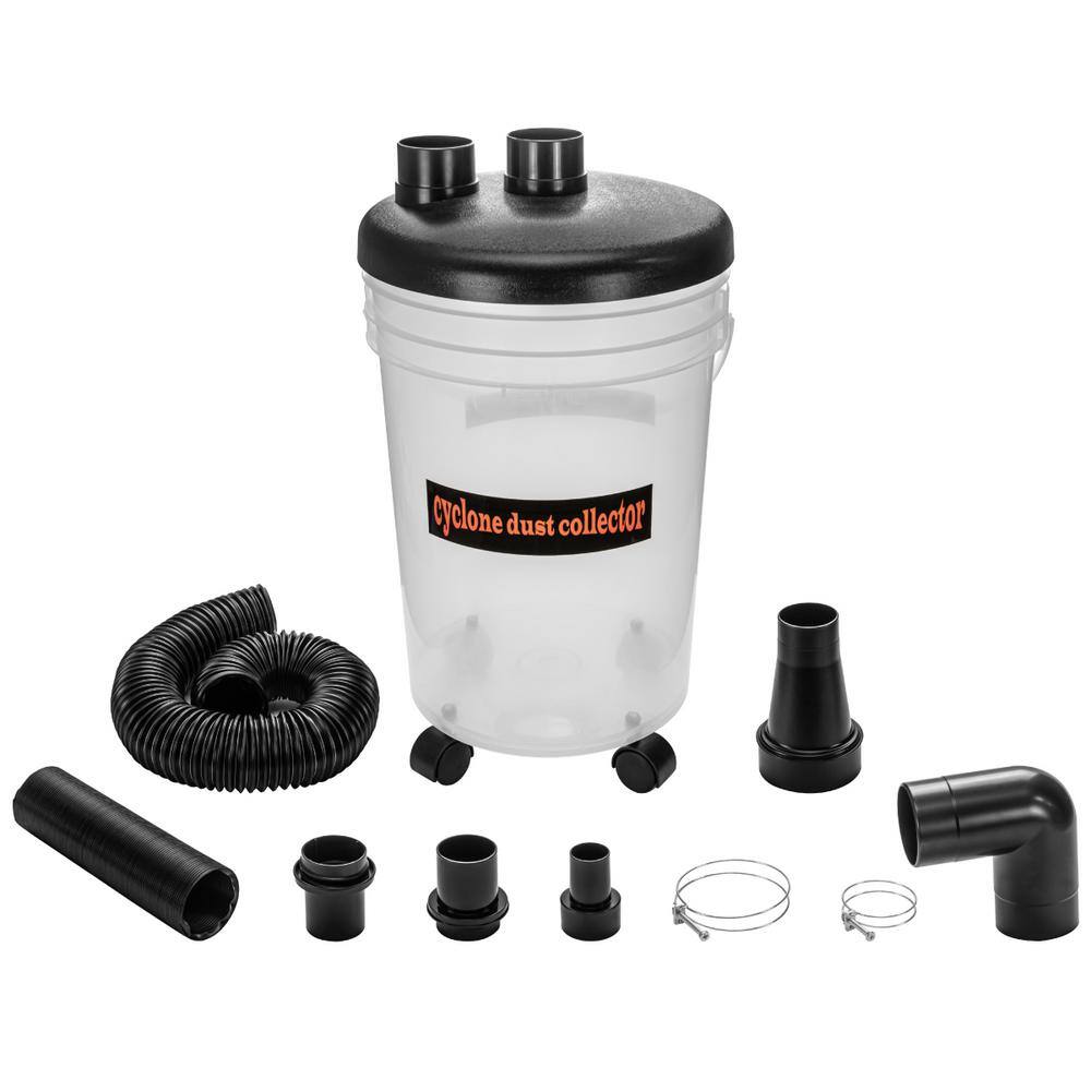 POWERTEC 4 in. Cyclone Dust Collector and Separator Kit with Clear 6 Gal. Dust Bucket Hoses Reducers Couplers and Hose Clamps 70293