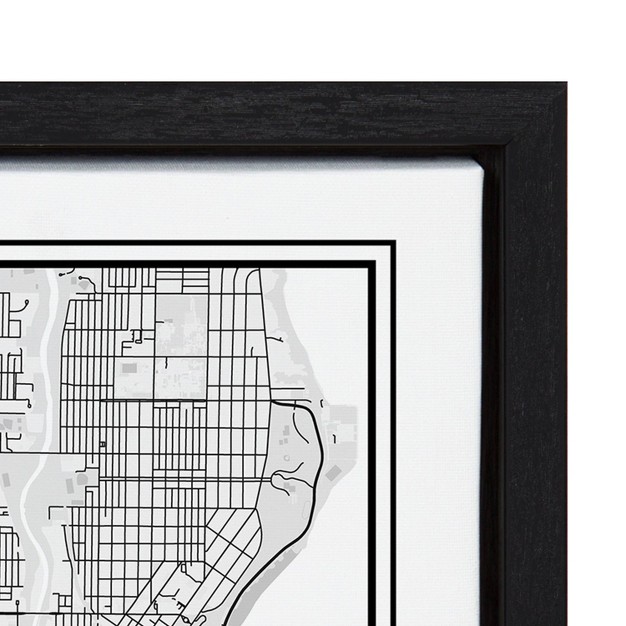 X 24 quot Sylvie Milwaukee Modern Map By Jake Goossen Framed Wall Canvas Gray Kate amp Laurel All Things Decor