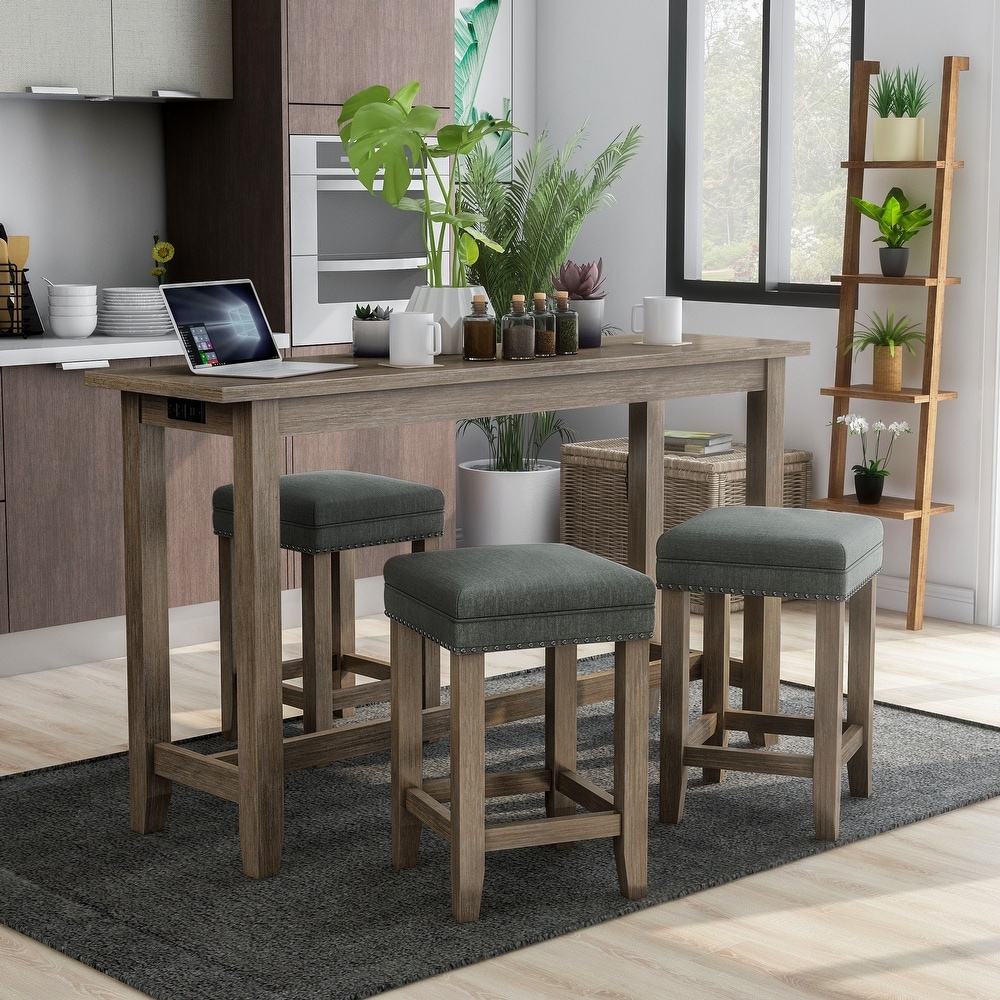 Chester Transitional Wood Counter Height Dining Set with USB and Power Outlets by Furniture of America