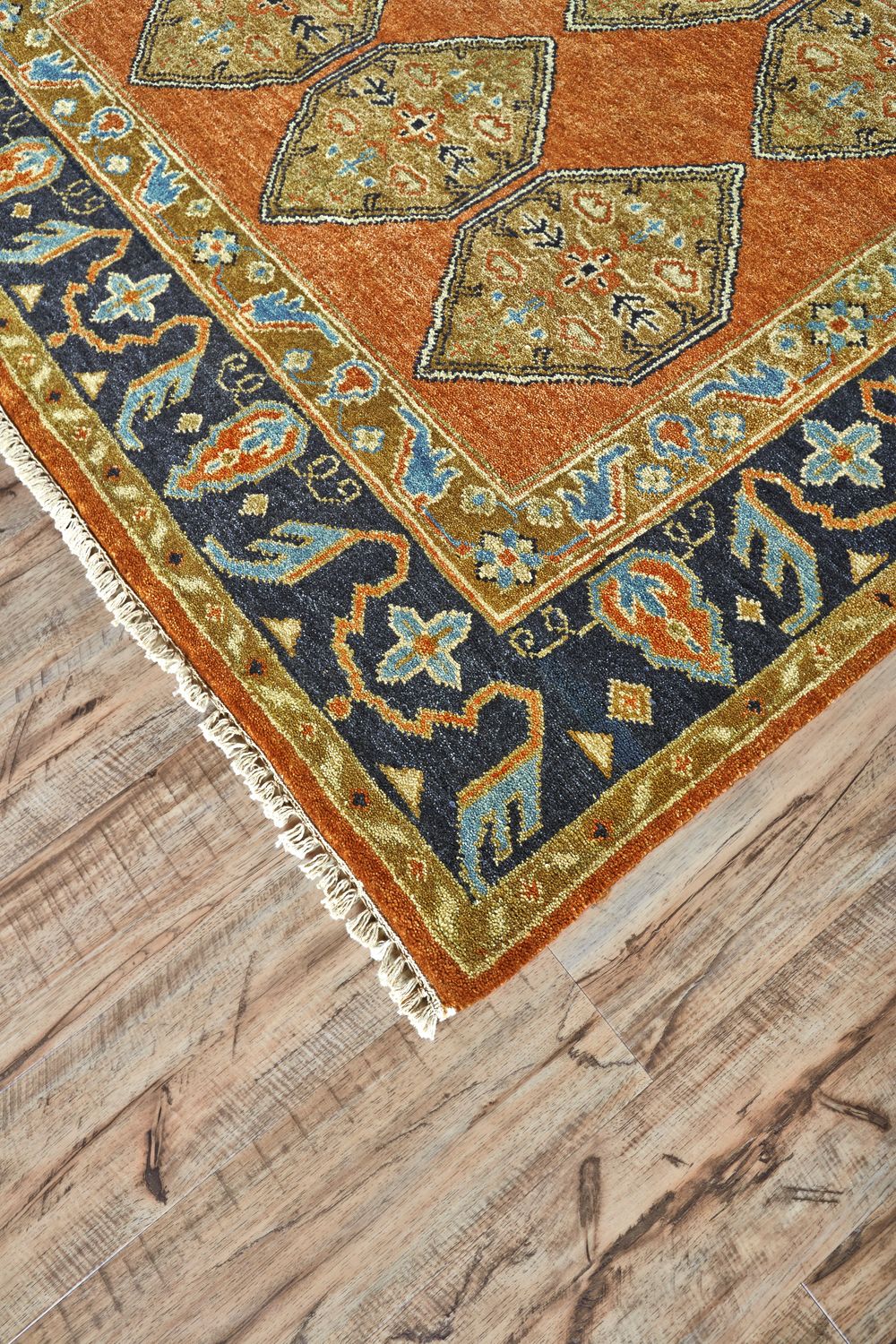 Alden Hand Knotted Rust Gold Rug by BD Fine