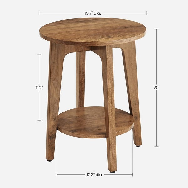 Side Table， Small Round End Table with Lower Shelf， Nightstand for Small Spaces， Modern Farmhouse Style