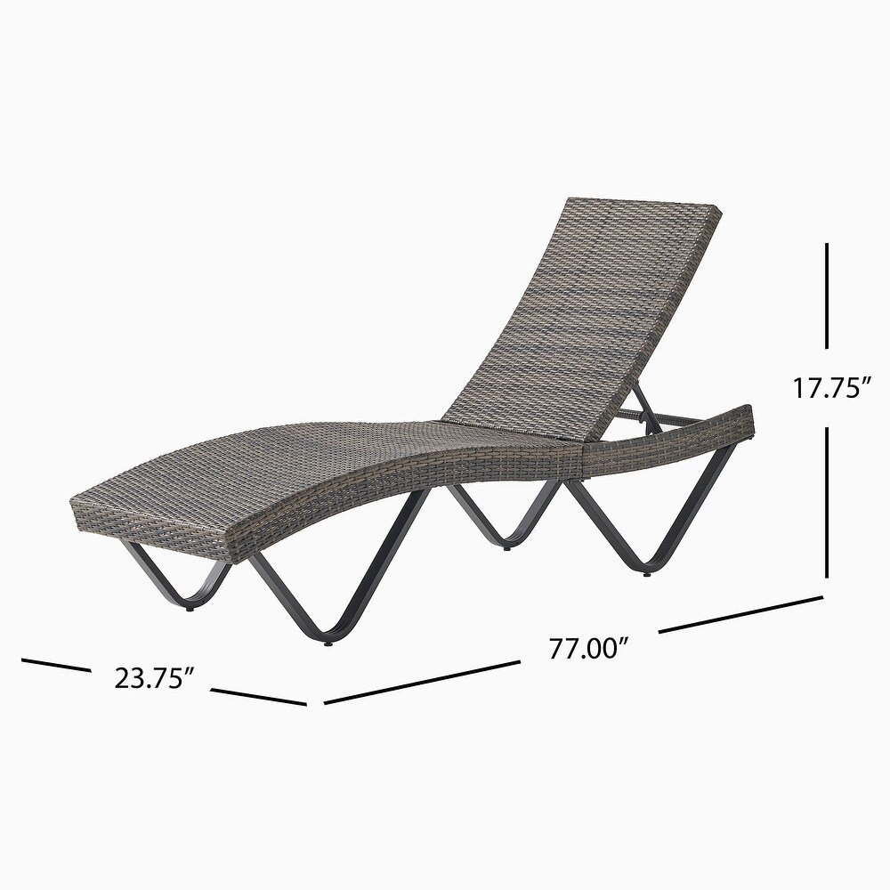 Grey Wicker Outdoor Adjustable Chaise Lounge  Set of 1