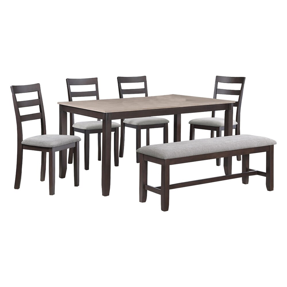 Cameron 5 Piece Dining Table and Chairs Set  Transitional Brown Wood