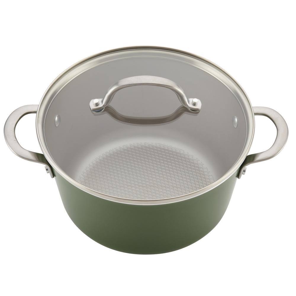 Ayesha Curry Ayesha Home Collection Porcelain Enamel Nonstick Cookware Set 10-Piece Basil Green 10295