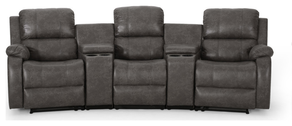 Lunsford Fabric Theatre Seating Recliner   Contemporary   Theater Seating   by GDFStudio  Houzz