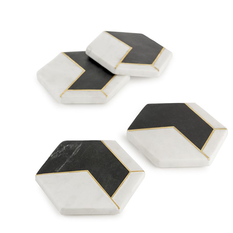 Dakota White Marble Coasters， Set of 4