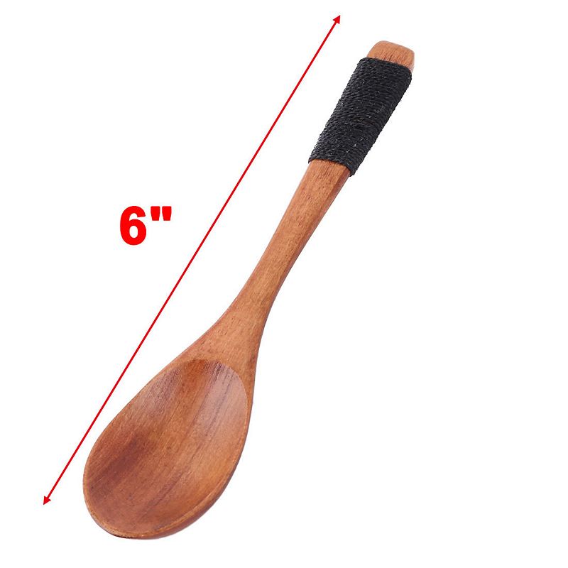 Kitchen Cooking Wood Salt Candy Peper Holder Spoon Brown 6 Length 3pcs