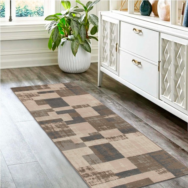 Modern Contemporary Transitional Block Geometric Patchwork Indoor Area Rug By Blue Nile Mills