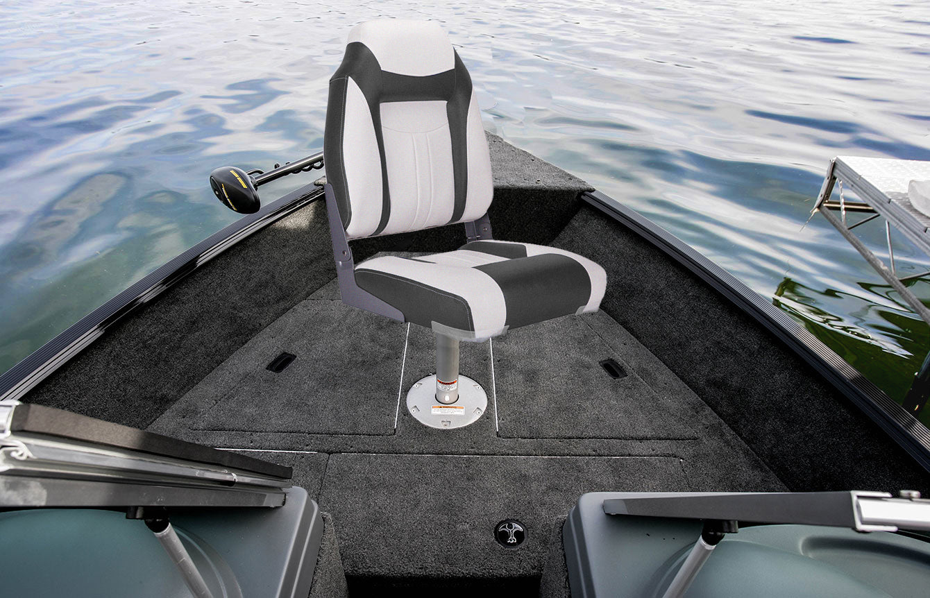 NORTHCAPTAIN S1 Deluxe High Back Folding Boat Seat，Stainless Steel Screws Included，White/Charcoal(2 Seats)