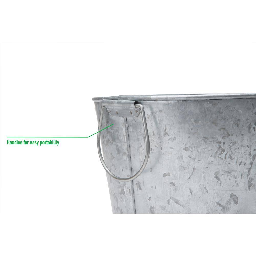 Mind Reader Small Galvanized Steel Beverage Tub with Handles in Silver ITUBSM-SIL