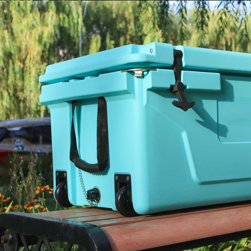 Tatayosi 18 .5 in. W x 29.5 in. L x 15.5 in. H Lake Blue Portable Ice Box Cooler 65QT Outdoor Camping Beer Box Fishing Cooler P-DJ-102234