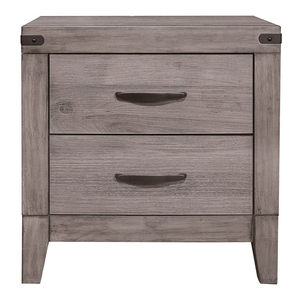 Lexicon Nightstand - Gray With Black Nickel Tone Bar Pulls