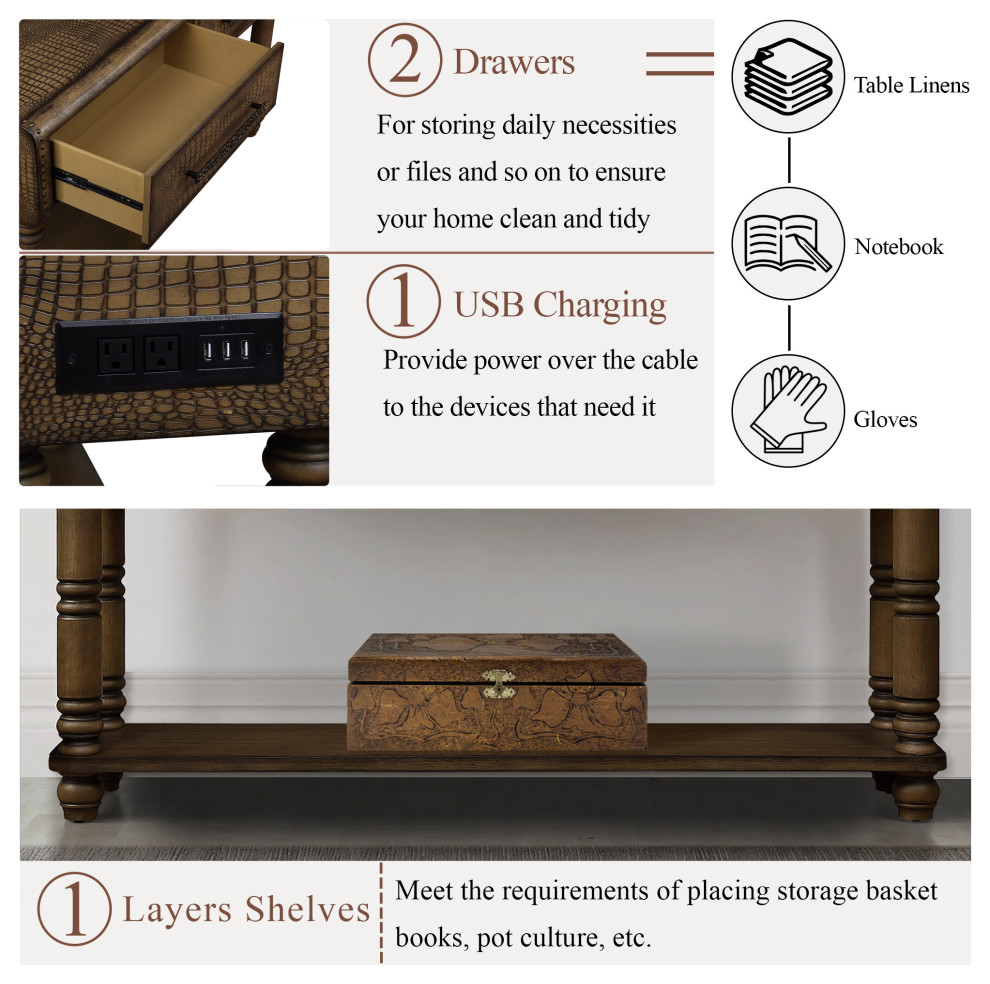 Imitation Crocodile Skin Apperance Retro Sofa Table   Traditional   Console Tables   by TATEUS LLC  Houzz