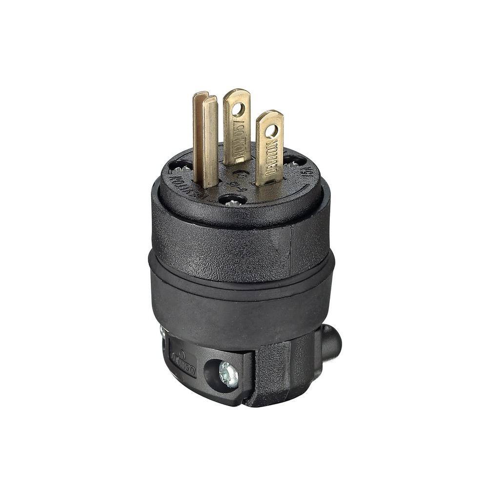 Leviton 15 Amp 125-Volt Rubber Grounding Plug R60-515PR-000