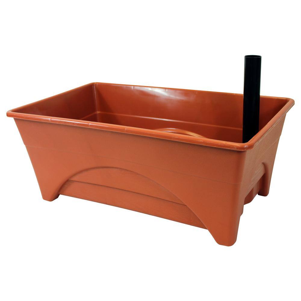 CITY PICKERS Start Pickin' 12 in. x 20 in. Terra Cotta Resin Patio Raised Garden Bed Grow Box Kit with Self Watering System 2375