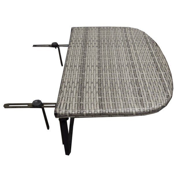 Indoor outdoor Foldable Wicker Balcony Table With Metal Frame amp Adjustable Clamps Oakland Living