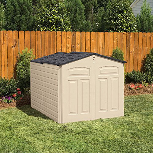 Rubbermaid Outdoor Slide-Lid Storage Shed, Beige, 6 ft. x 5 ft.