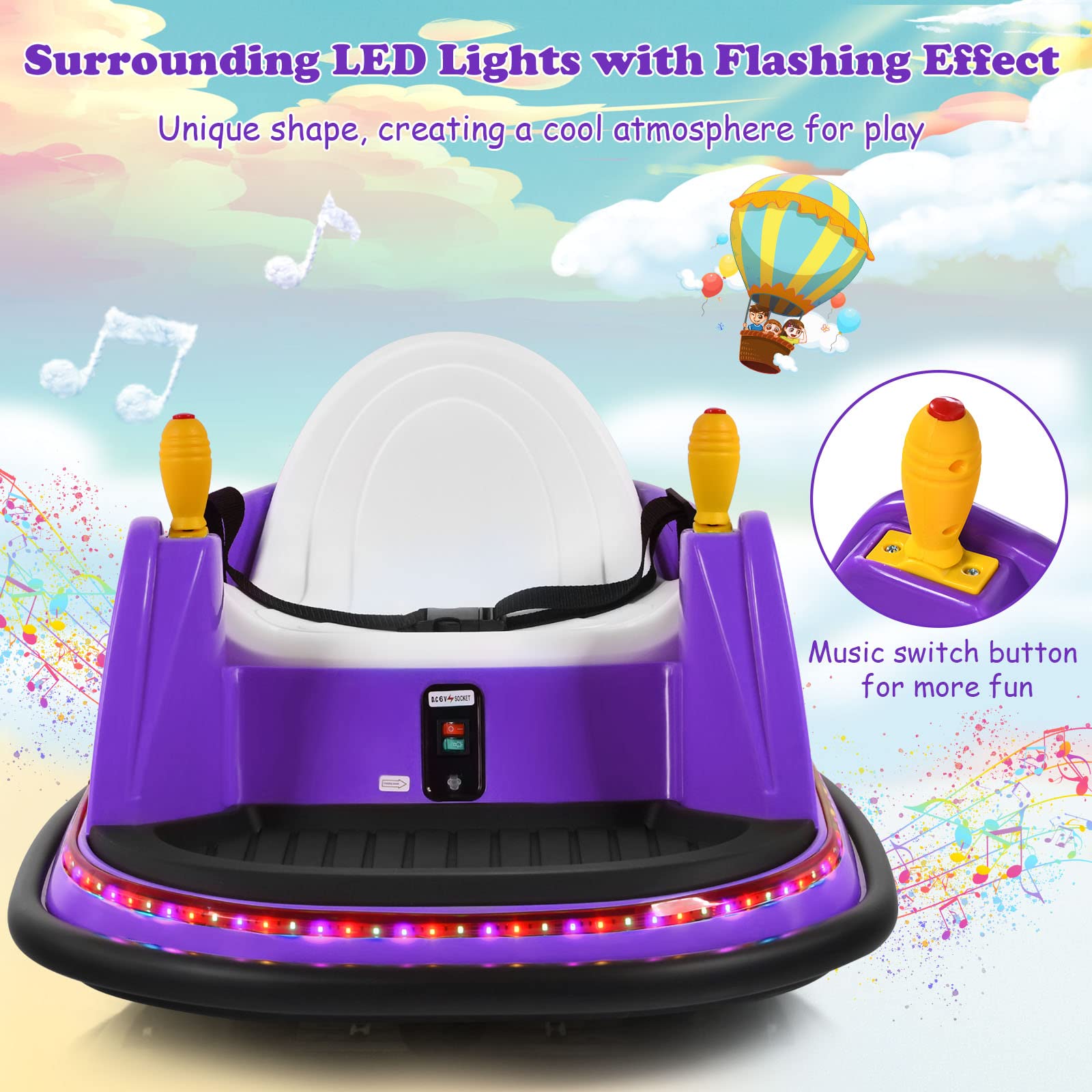 Bumper Car for Kids, 6V Battery Powered Electric Vehicle