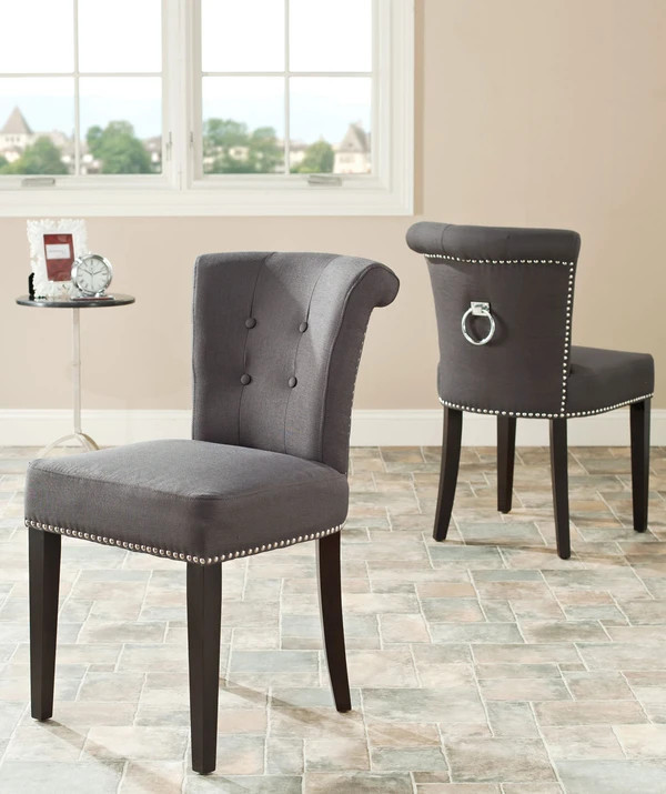 Shavon 21  x27 x27h Ring Chair Set of 2 Silver Nail Heads Charcoal   Modern   Dining Chairs   by Virgil Stanis Design  Houzz