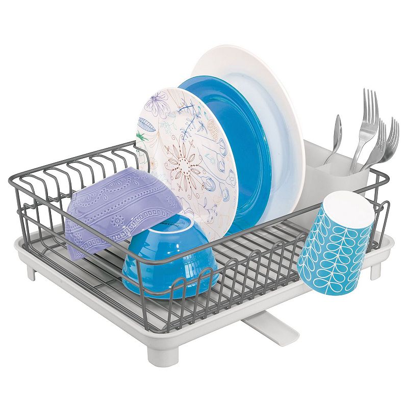 mDesign Large Kitchen Dish Drying Rack with Swivel Spout， 3 Pieces