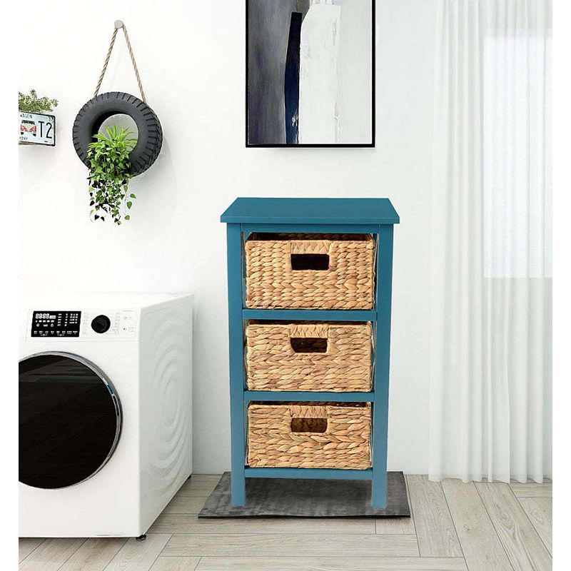 eHemco 3 Tier X-Side End Storage Cabinet with 3 Wicker Baskets