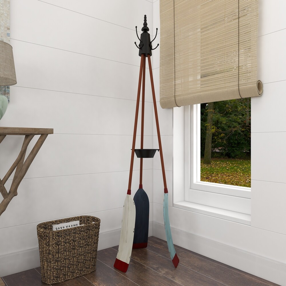 Brown Metal Coastal Coat Rack