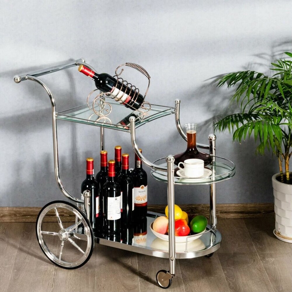 Modern Serving Cart Kitchen Bar Wine Tea Cart