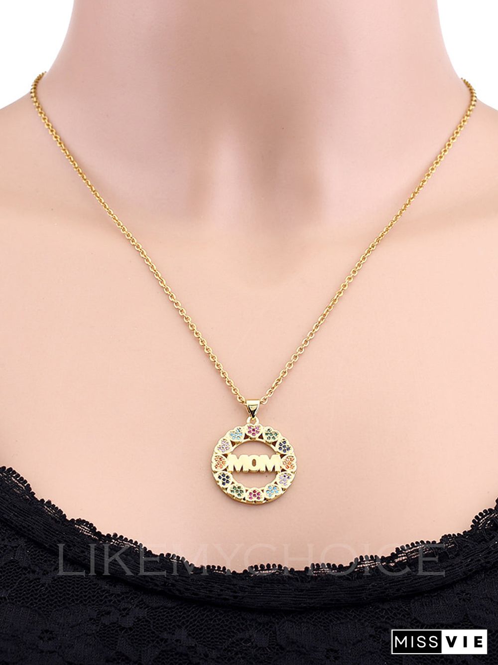 Fashion Copper With Zirconia Heart-Shaped Elegant Mom Necklace