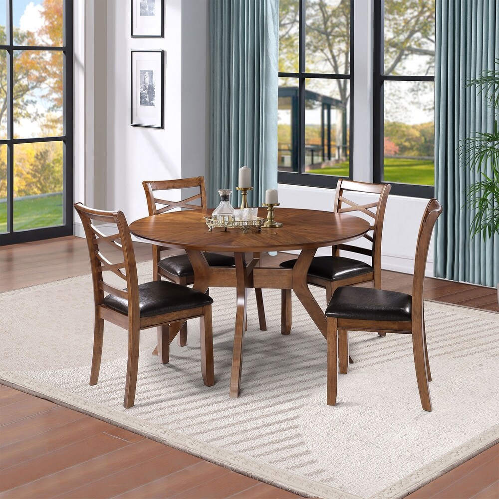 52 Inches Round Solid Wood Dining Table for 4 6 People   L52\