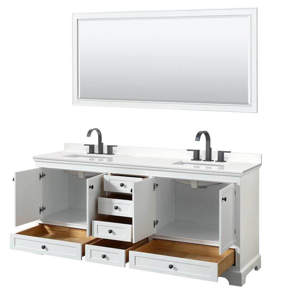 Deborah 80 inch Double Vanity  Quartz Top  70 inch Mirror