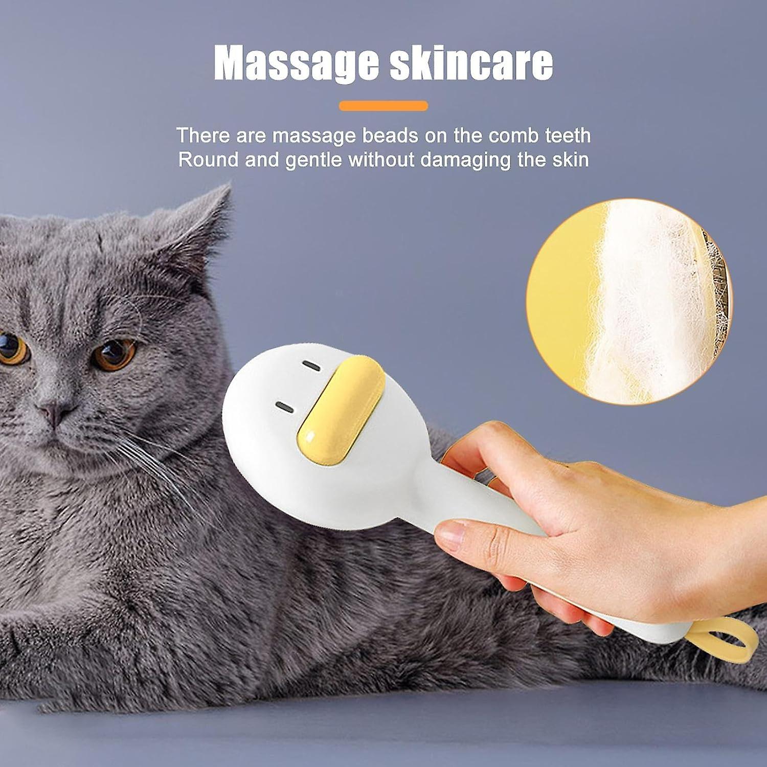 Self Cleaning Cat Hair Removal Brush， Dog Cat Deshedding Brush Mats Hair Shedding Brush， Pet Grooming Shedding Brush， Pets Grooming Comb Kit -white