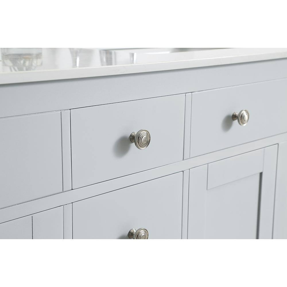 Home Decorators Collection Austen 60 in. W x 22 in. D Bath Vanity in Dove Grey with Marble Vanity Top in Yves White with White Sinks Austen 60G