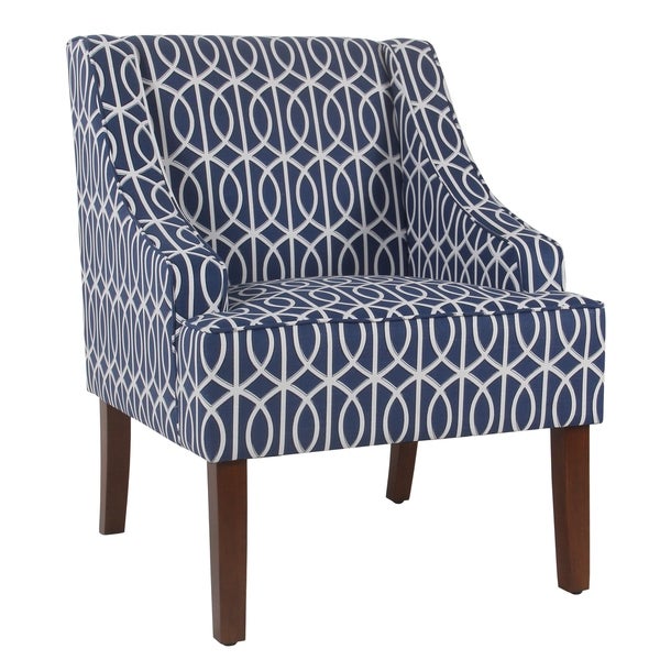 Porch and Den Cammy Blue Trellis Swoop Accent Chair