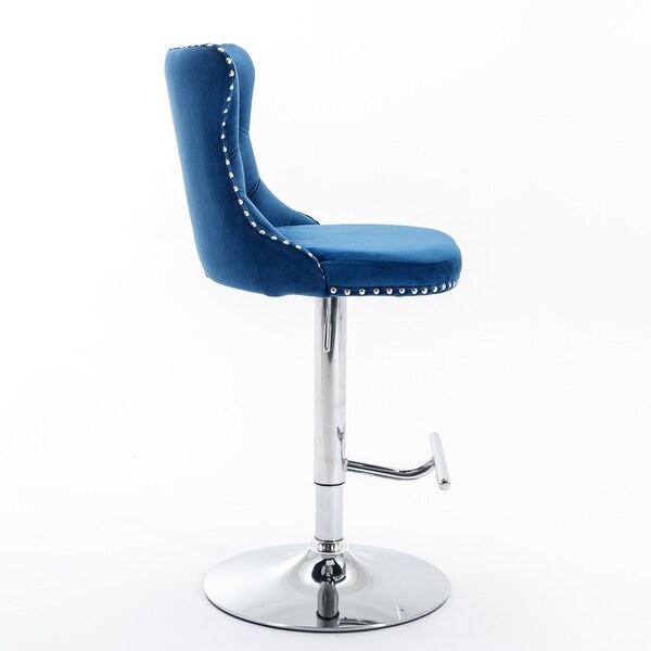 Swivel Velvet Barstools Adjusatble Seat， Modern Bar Chairs Comfortable Tufted