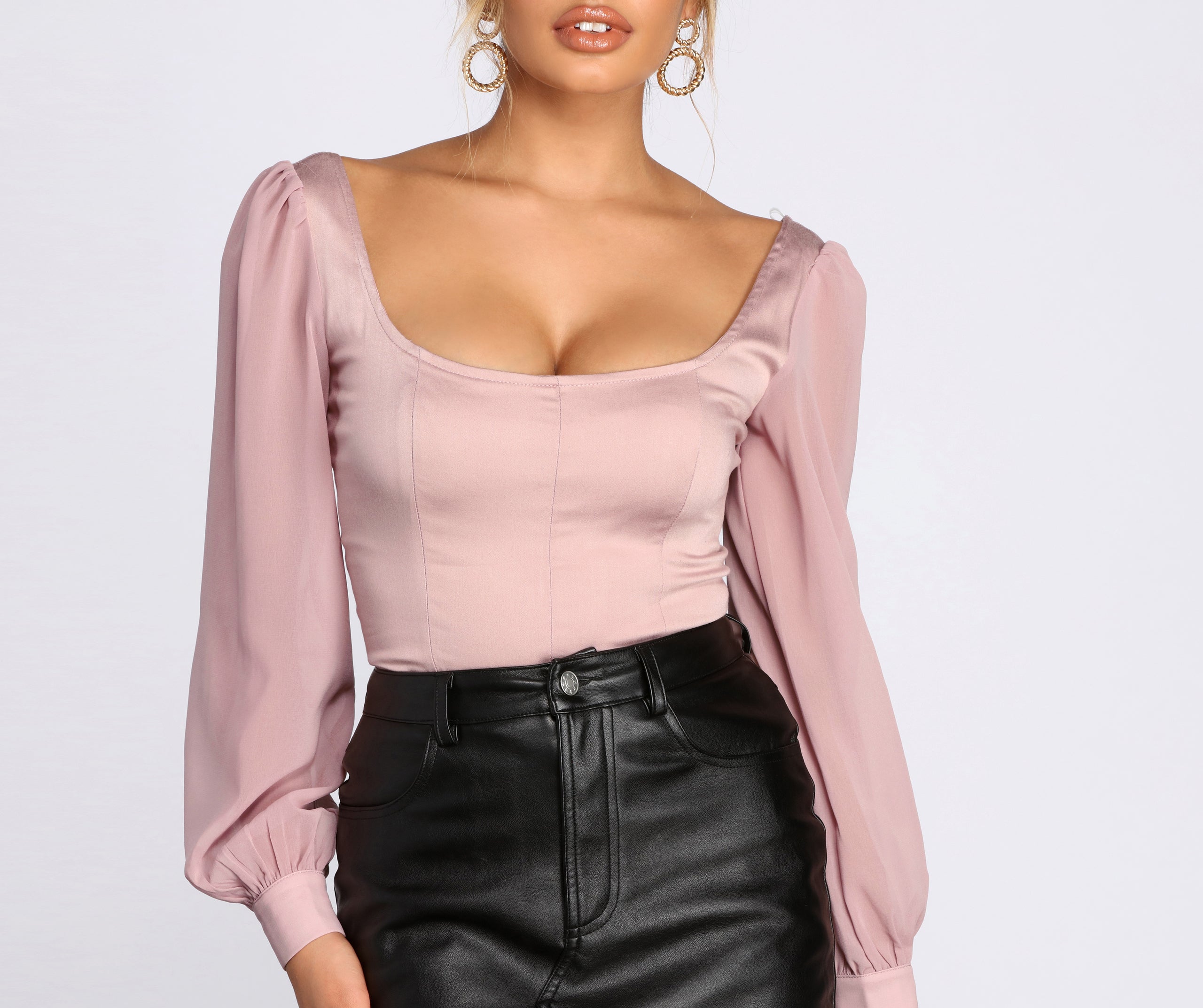 Chic Chiffon Square Neck Top