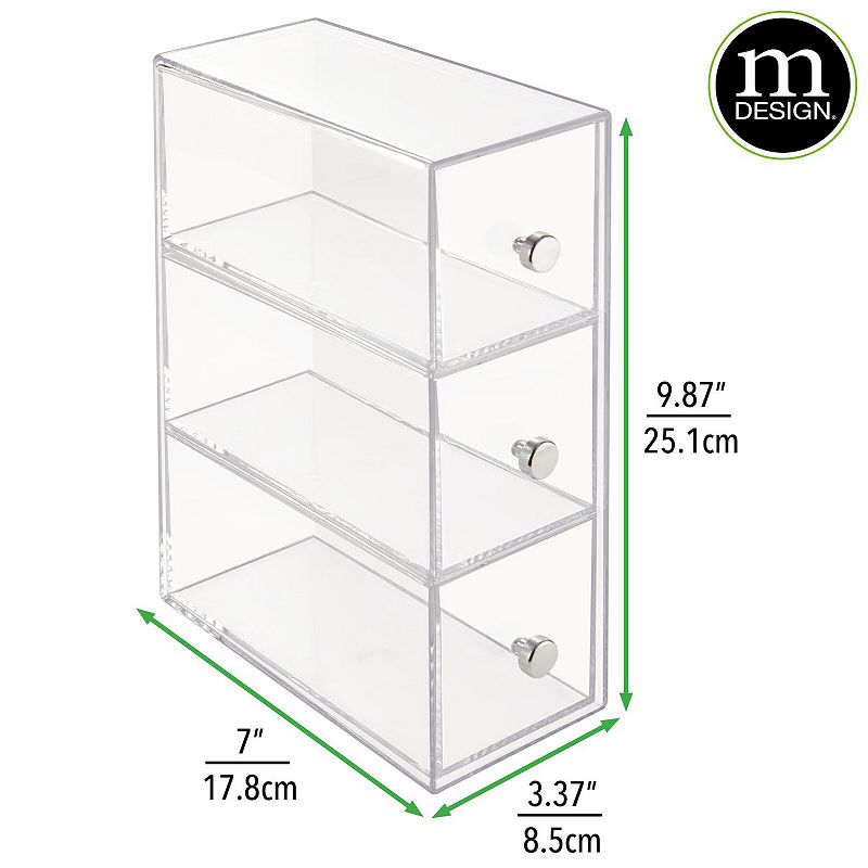 mDesign Plastic Stackable Desktop Storage for Office， 3 Drawers， 2 Pack