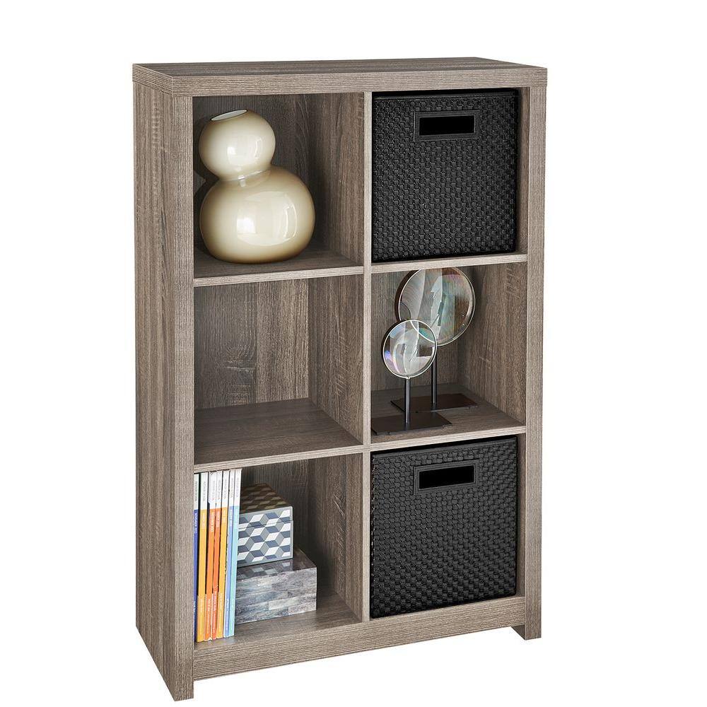 ClosetMaid 39.13 in. H x 25.63 in. W x 11.61 in. D Brown Wood Look 6-Cube Organizer 14956