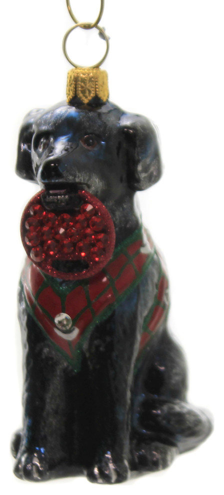 Joy To The World Black Lab In Vest Ornament Fetching Ring Dog Zkp4609blf   Christmas Ornaments   by Story Book Kids Inc  Houzz