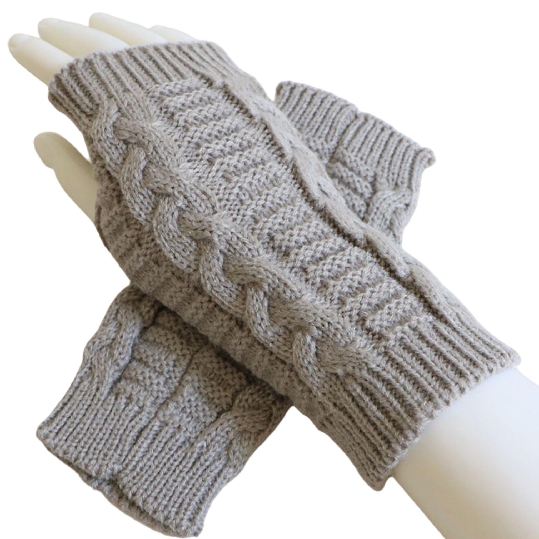 Women's Winter Stretchy Half Finger Turn Knitted Glove Riding Wrist Warmers