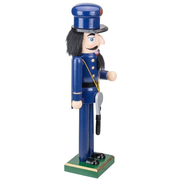 14 Blue and Black Wooden Police Officer Christmas Nutcracker