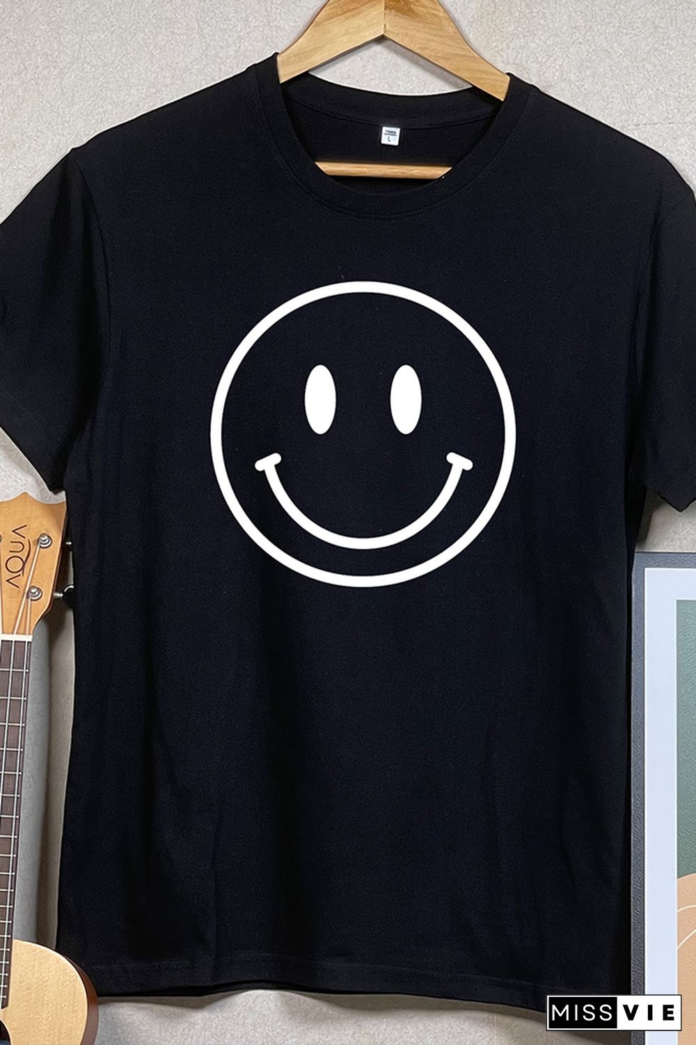 Smiley Printed Graphic Tees for Women Wholesale Short Sleeve T shirts Top