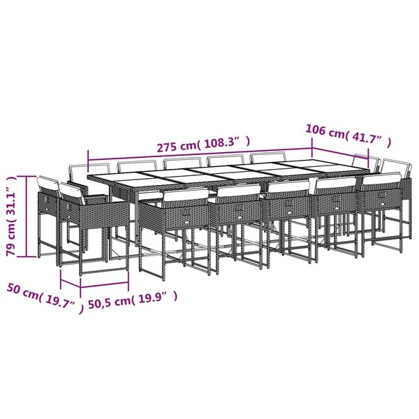 vidaX Patio Dining Set with Cushions Poly Rattan