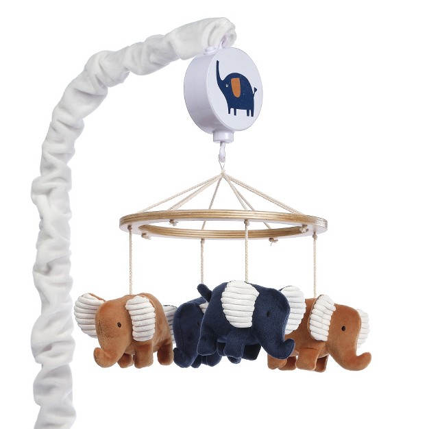 Lambs amp Ivy Playful Elephant Blue white Musical Baby Crib Mobile Soother Toy