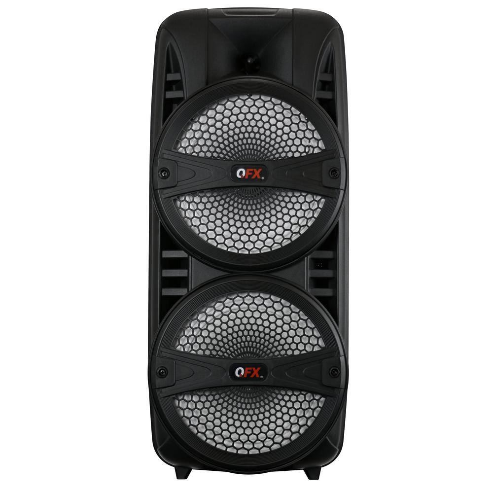 QFX Dual 8 in. Bluetooth Rechargeable Party Speaker with LED RGB Lights and True Wireless Sound PBX-8181